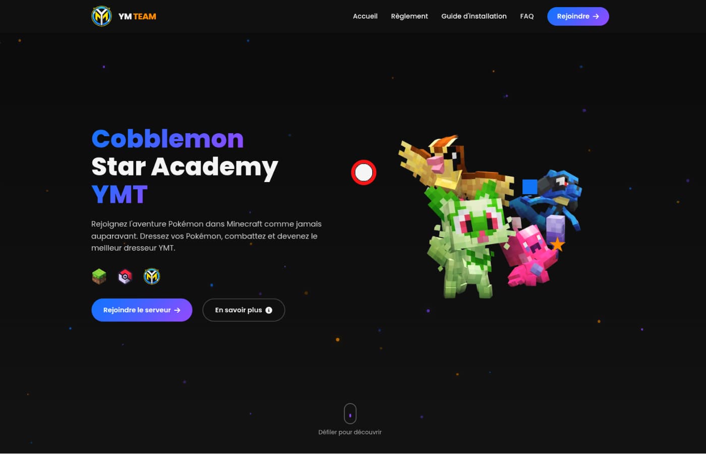 Site Minecraft Yokomen réalisé par YourWeb